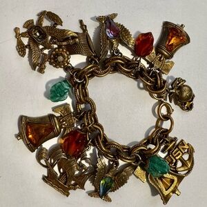 Vintage Charm Bracelet with Multicolor Accents